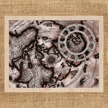 WORLD MAP CLOCK pyroprinter & laser-ready file 3DWave.us